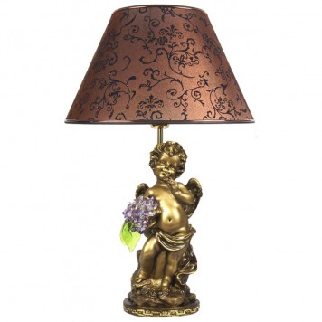 Светильник Ангел с сиреневыми цветами, абажур коричневый CDA 6003 VL BR